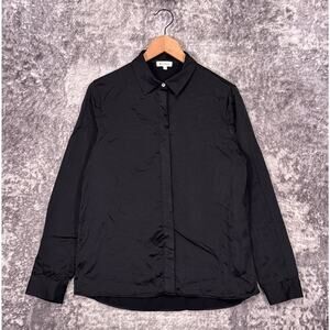 Lilysilk Shirt Medium Womens Black Mulberry Silk Button Down Long Sleeve
